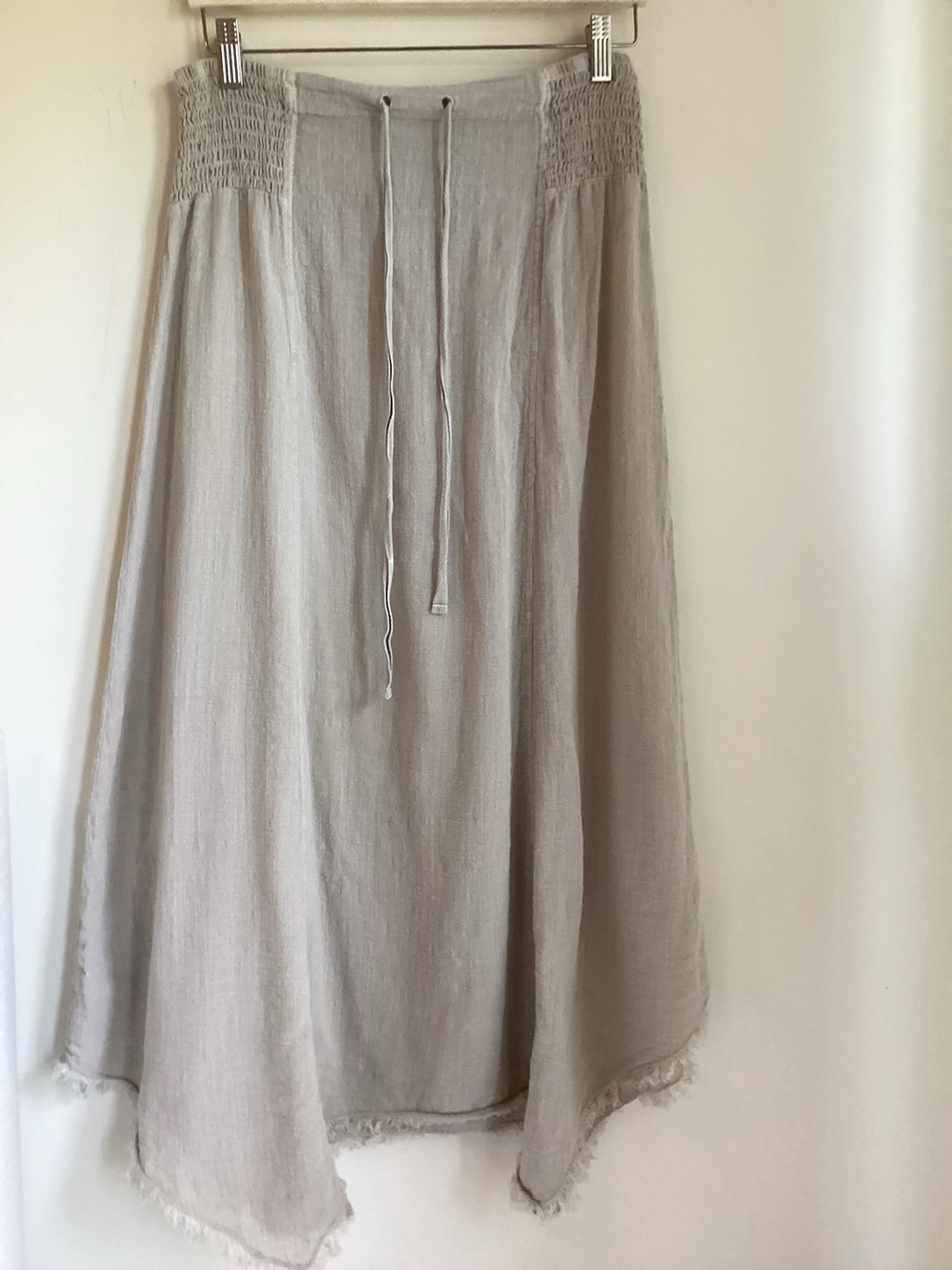 XCVI Wearables Zuri Gauze Midi Skirt Handkerchief Hem Cotton Festival Tan Medium